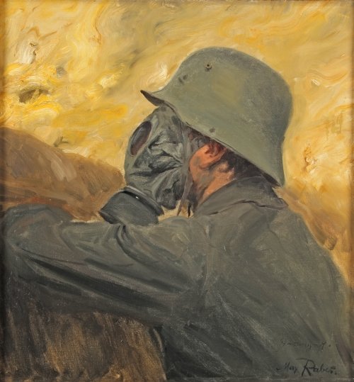 Gasangriff, Ölgemälde von  Max Rabes, nach 1917, Inv.-Nr. B 5512 © Bayerisches Armeemuseum