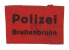 Armbinde für Polizeikräfte der Gemeinde Breitenbrunn, 1945; Rotes Leinen mit schwarzem Aufdruck, Inv.-Nr. P-1948 © Bayerisches Armeemuseum