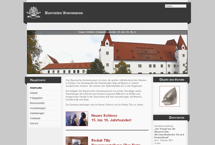 Neuer Internetauftritt des Bayerischen Armeemuseums am 11. Oktober 2010 © Bayerisches Armeemuseum